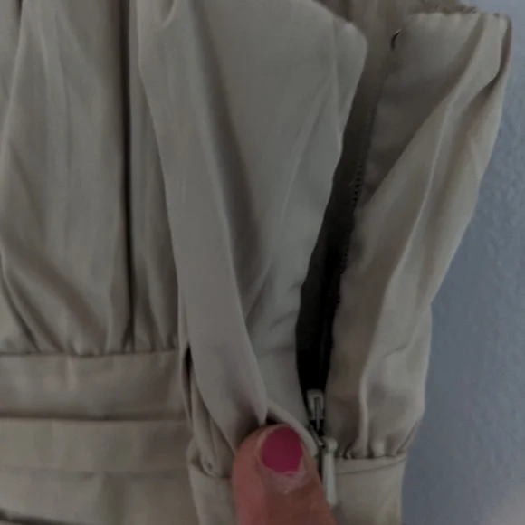 Anne Klein Dress Fit Flare Baby Doll Midi Size 12P Beige Pleated Lined Summer - Picture 7 of 13